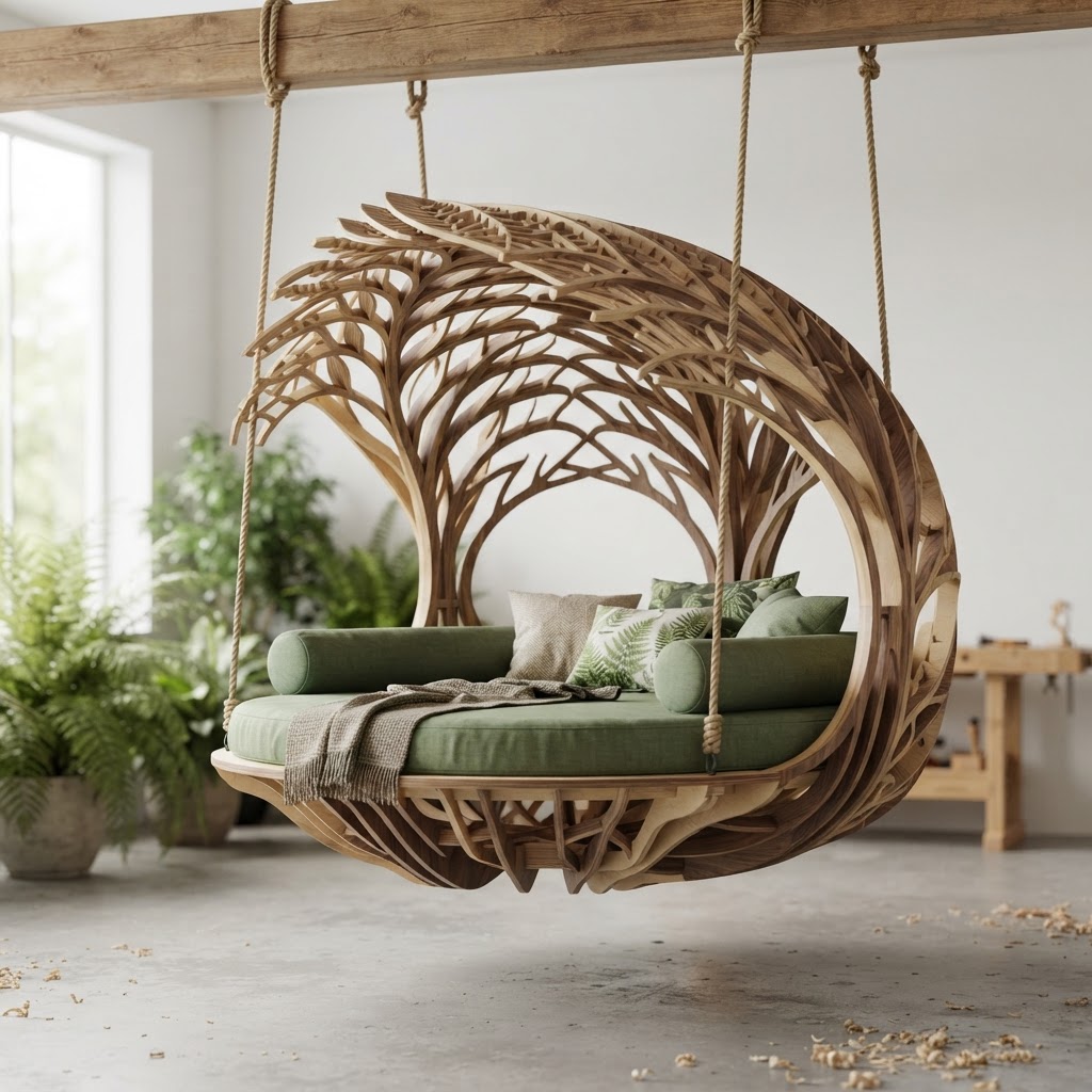 Verdant Fractal Fern Canopy Daybed