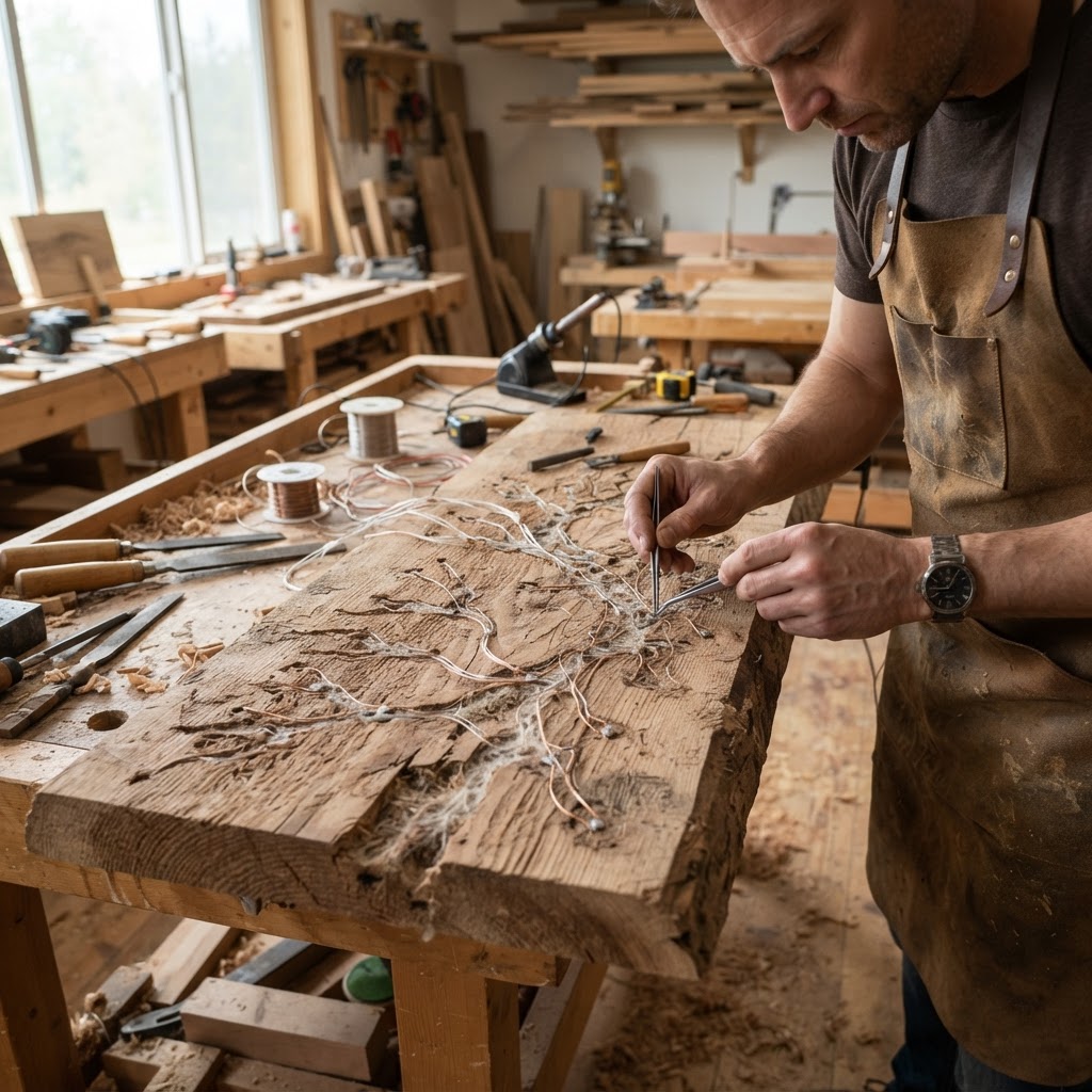 Bespoke Treetop Dendritic Mycelium-Infused Phyto-Sonic Canopy Sap-Flow Anemometer Writing Desk — step 1