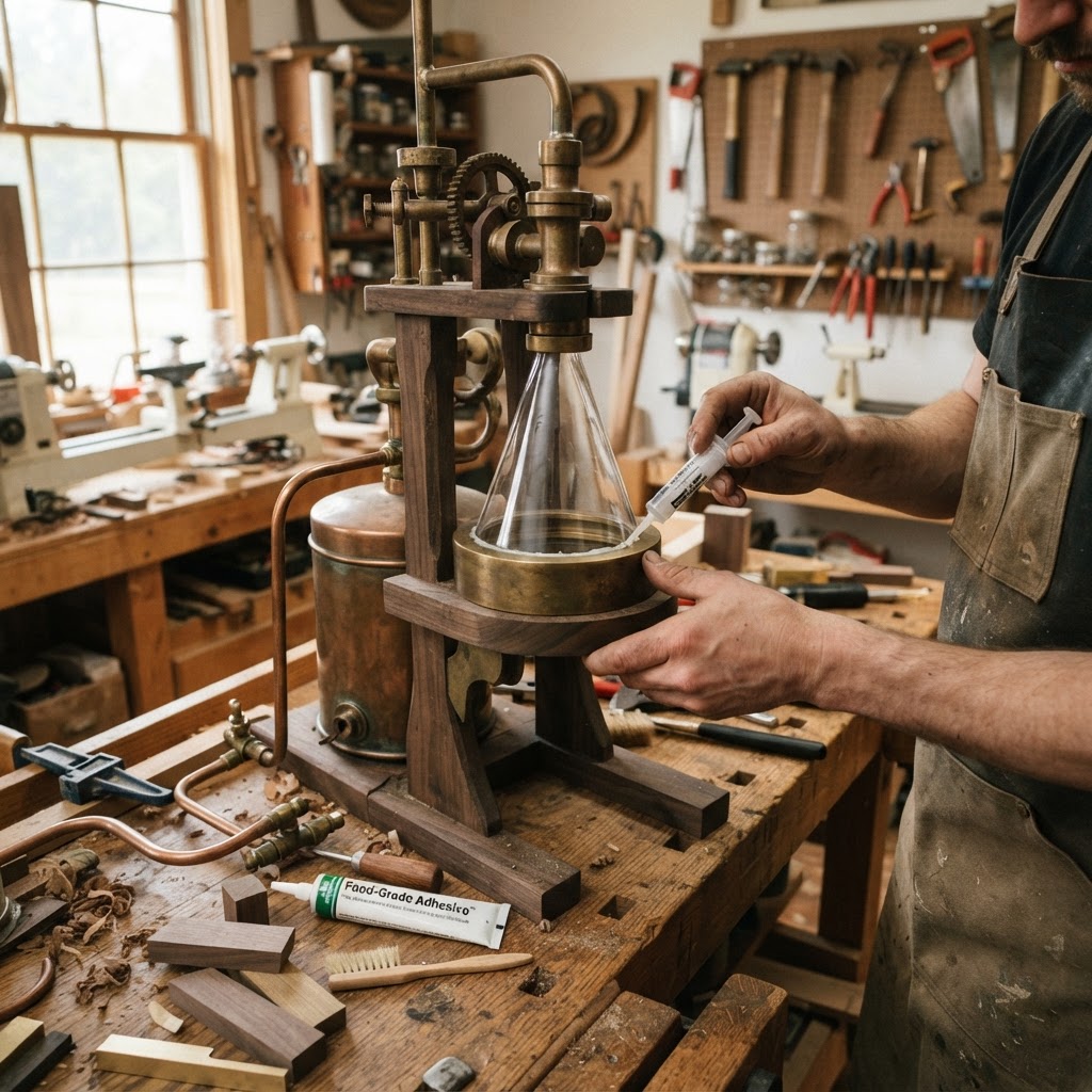 Vintage Patinated Brass Alchemist Alembic Seed Distiller — step 3