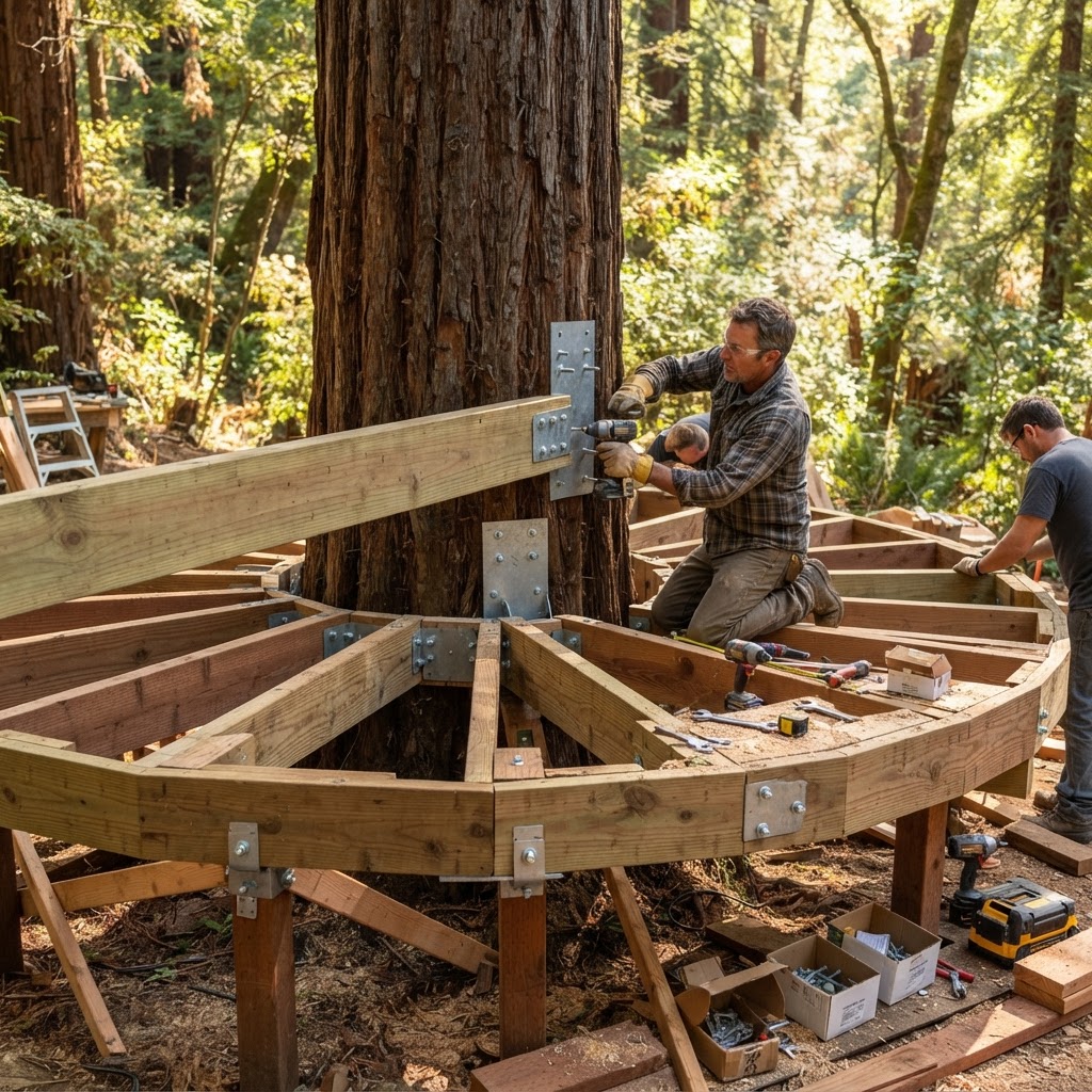 Sun-Dappled Redwood Tea Pavilion — step 1