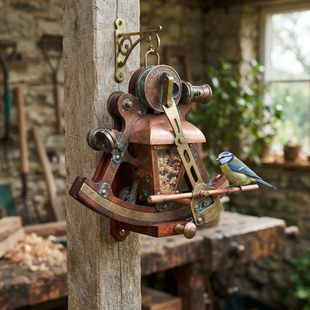 Vintage Patinated Copper Victorian Marine Sextant Seed Station