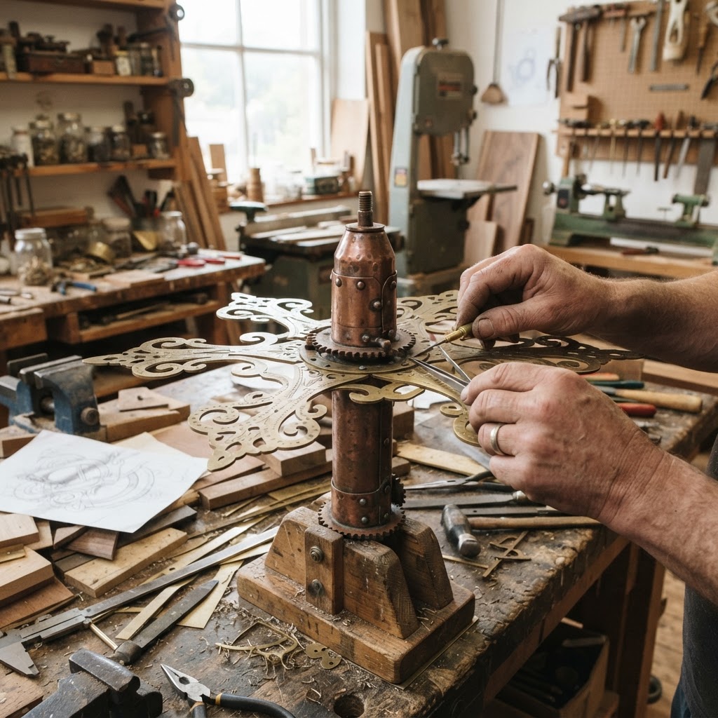 Vintage Patinated Copper Victorian Spirograph Seed Geometrician — step 2