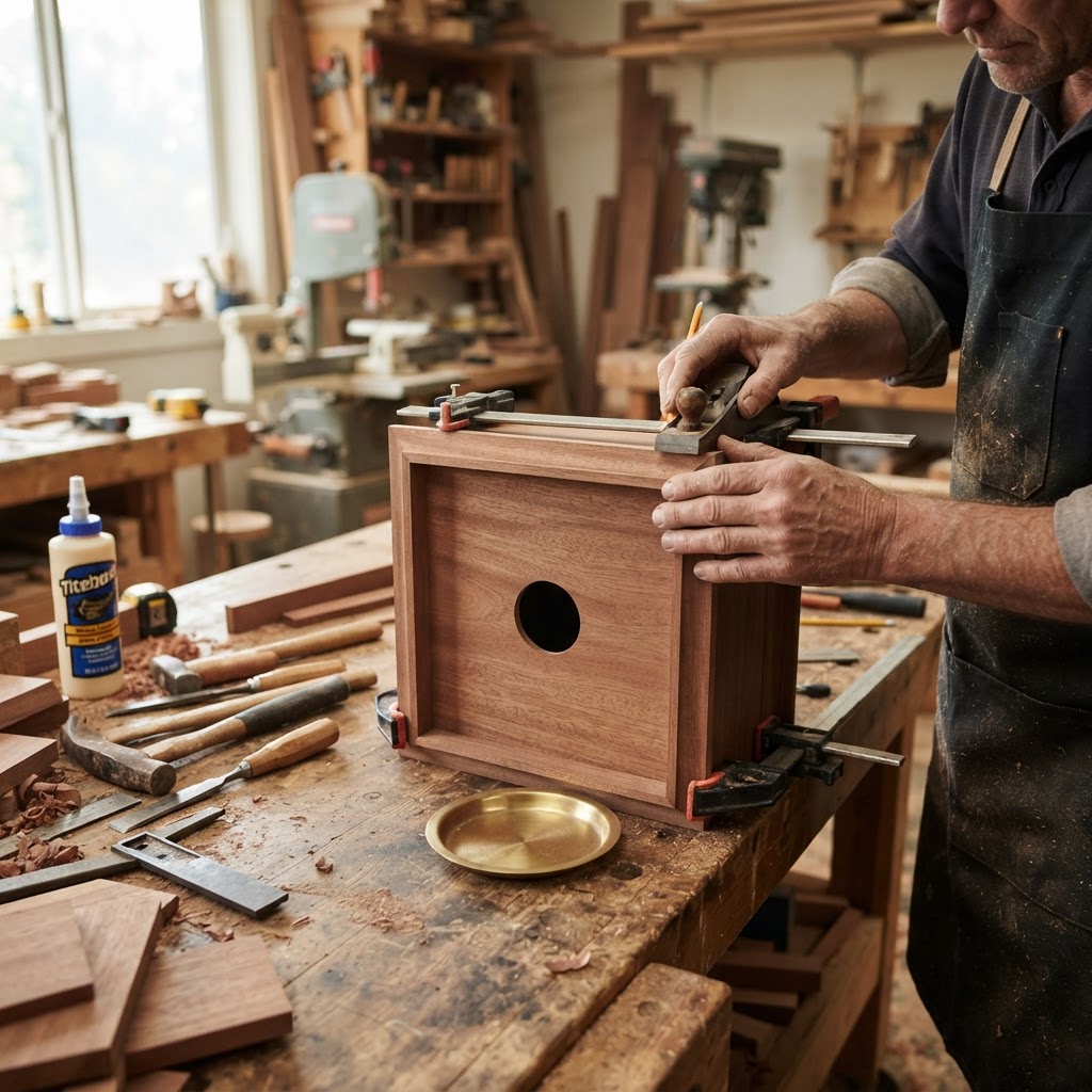 Vintage Patinated Copper Gramophone Seed Horn — step 1
