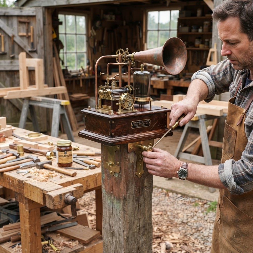 Vintage Patinated Copper Victorian Phonautograph Seed Wave-Recorder — step 4
