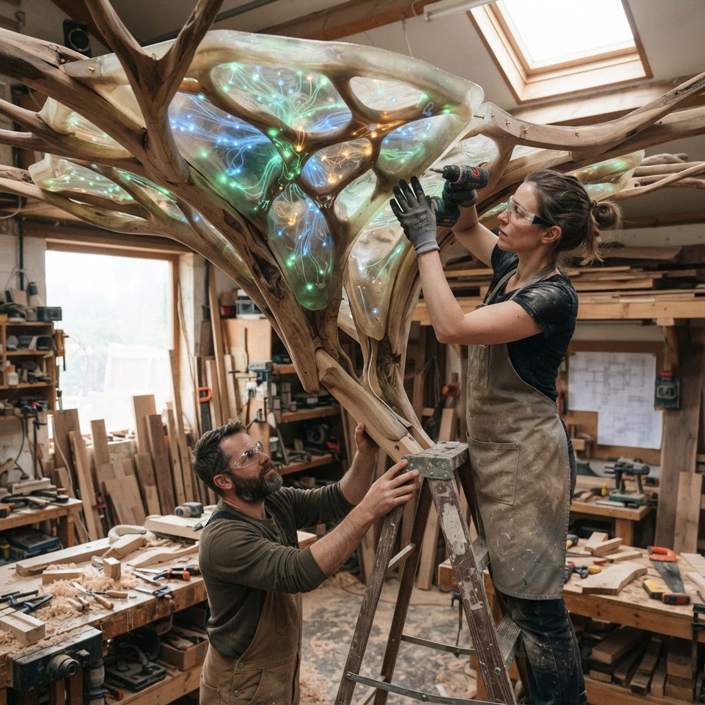 Bespoke Treetop Dendritic Mycelium-Infused Phyto-Ionic Sap-Flow Canopy Vapour-Mapping Reading Nook — step 4