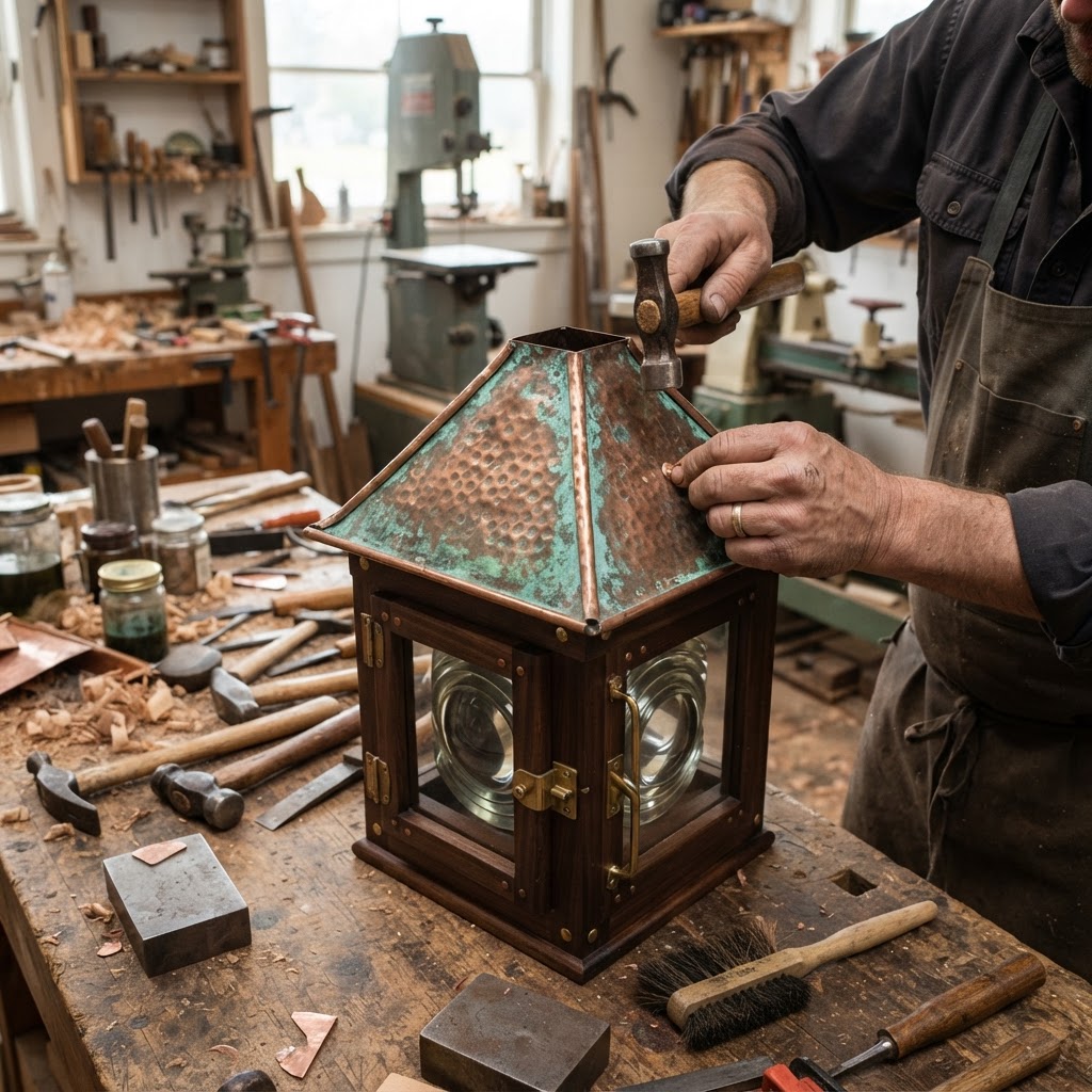 Vintage Patinated Copper Victorian Telegraphic Signal Lamp Seed Beacon — step 2