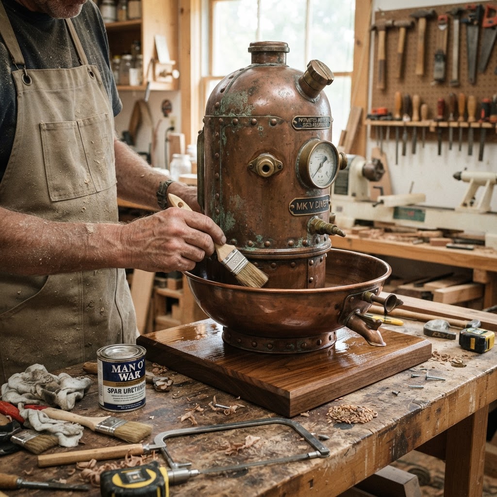 Vintage Patinated Copper Diving Suit Weighted Air Tank Seed Reservoir — step 4