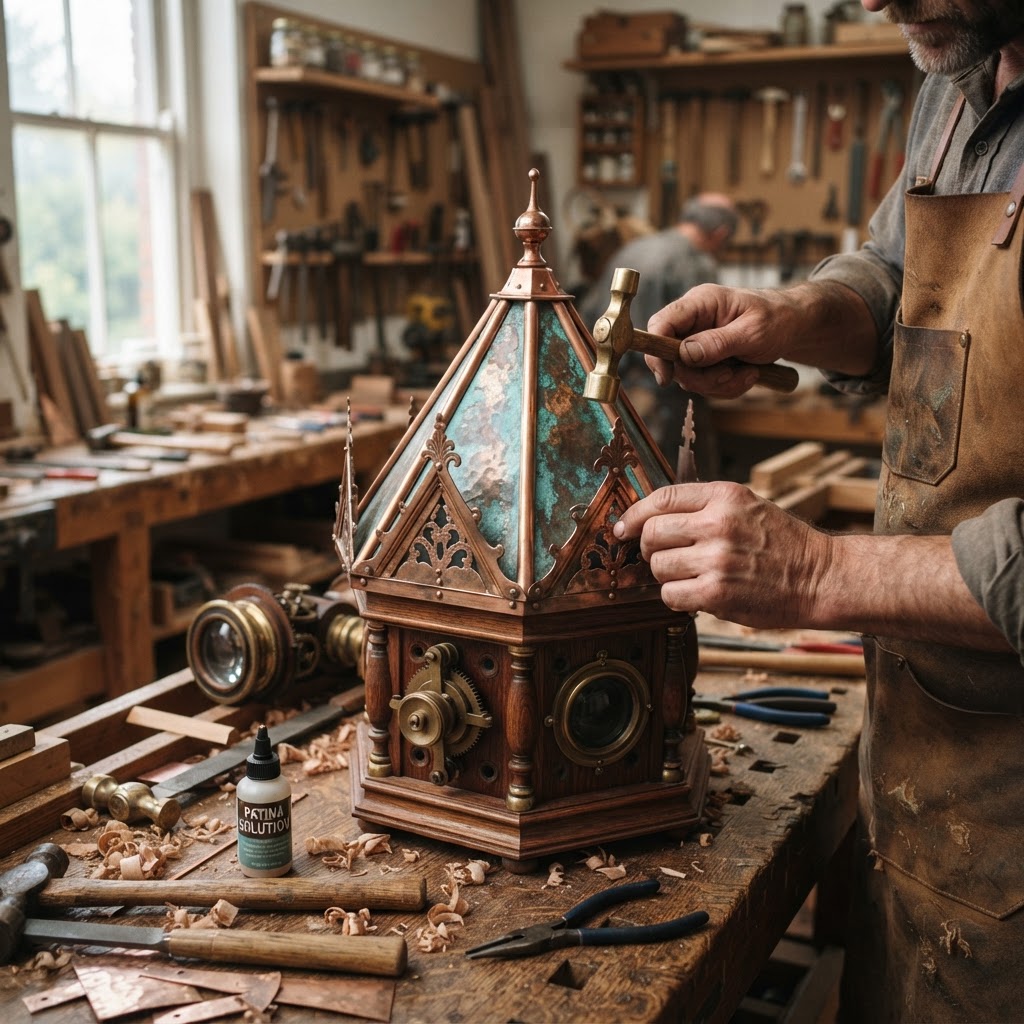 Vintage Patinated Copper Victorian Kaleidoscope Seed Refractor — step 3