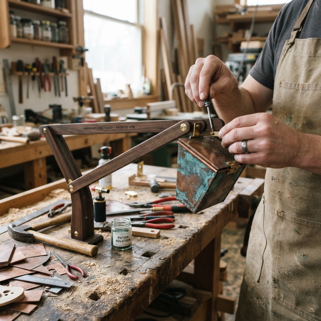 Vintage Patinated Copper Victorian Drafting Pantograph Seed Feeder — step 2
