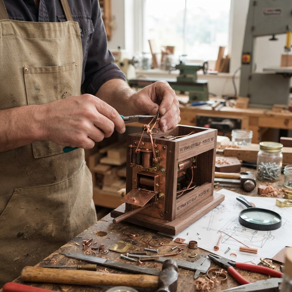 Vintage Patinated Copper Victorian Telegraphic Polarized Seed Relay — step 3
