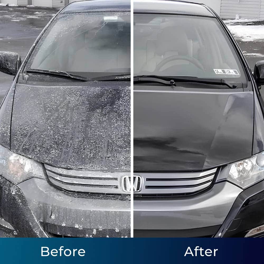 Car exterior before and after cleaning