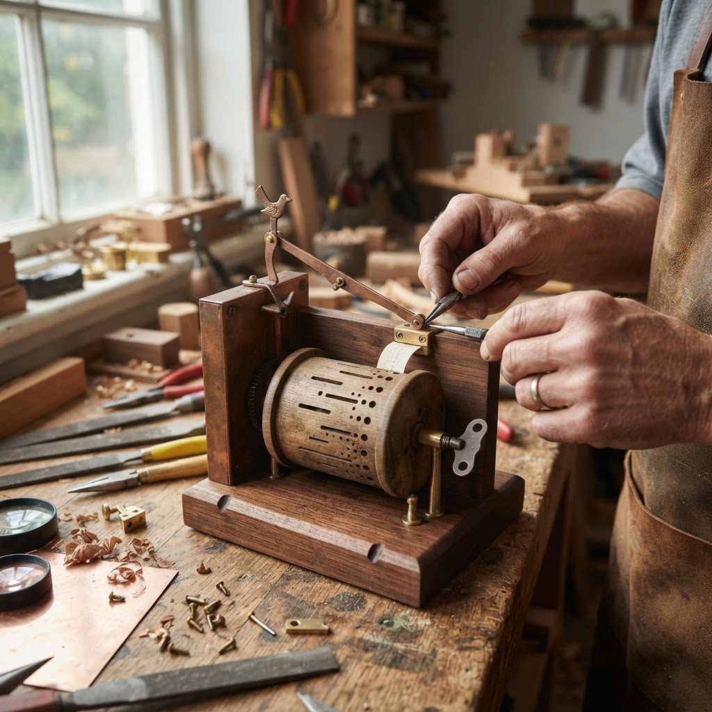 Vintage Patinated Copper Victorian Telegraphic Ticker Tape Seed Dispenser — step 3