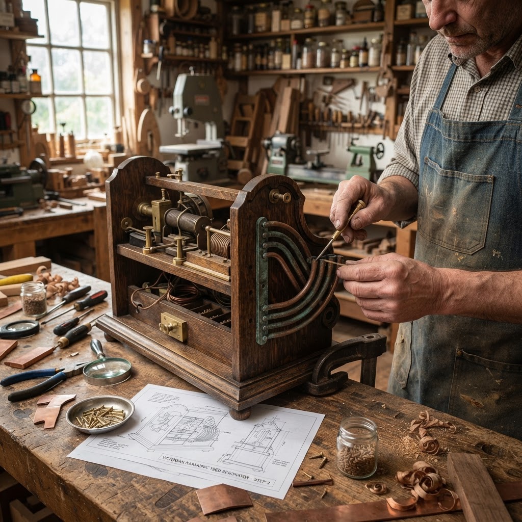 Vintage Patinated Copper Victorian Telegraphic Harmonic Telegraph Seed Resonator — step 2