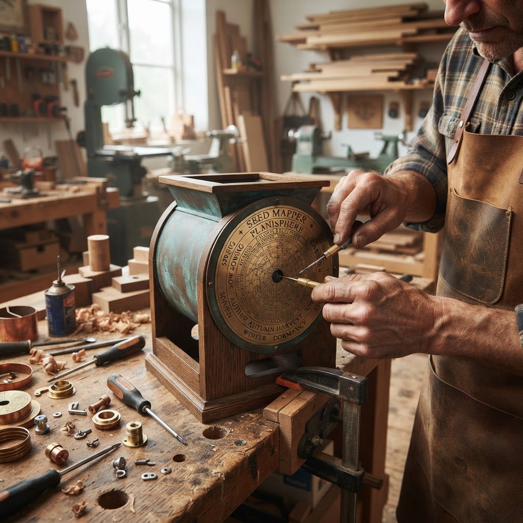 Vintage Patinated Copper Victorian Planisphere Seed Mapper — step 4