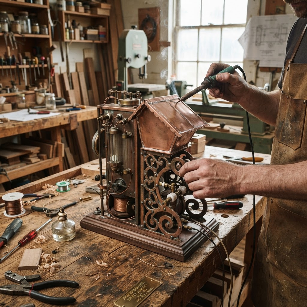 Vintage Patinated Copper Victorian Telegraphic Induction Anemometer Seed Gauge — step 4