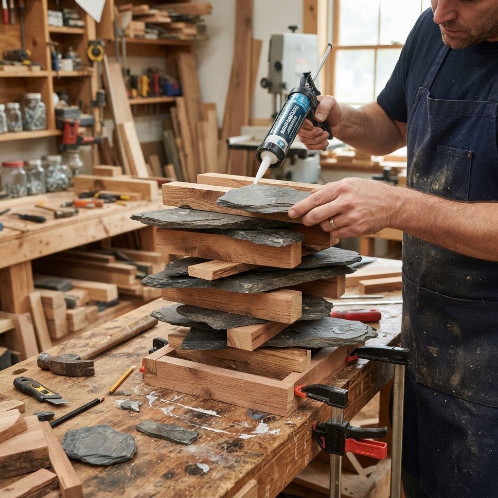 Tectonic Plate Layered Slate Seed Feeder — step 3