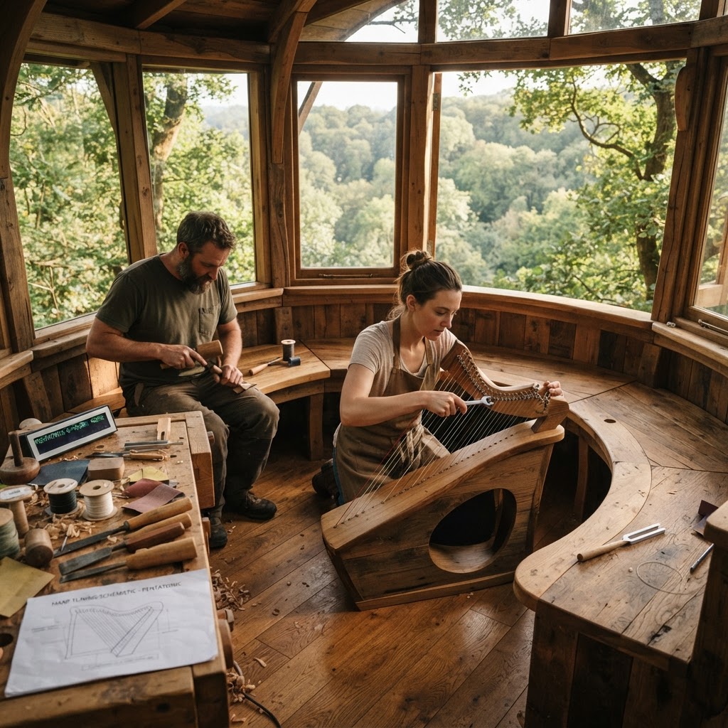 Kinetic Aeolian Harp Treetop Meditation Lounge — step 4
