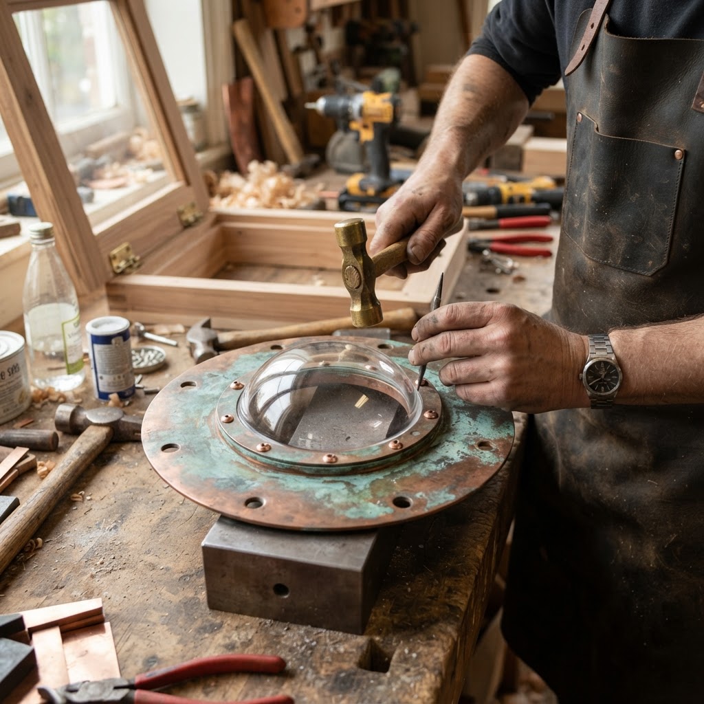 Vintage Patinated Copper Diving Suit Porthole Seed Hatch — step 2