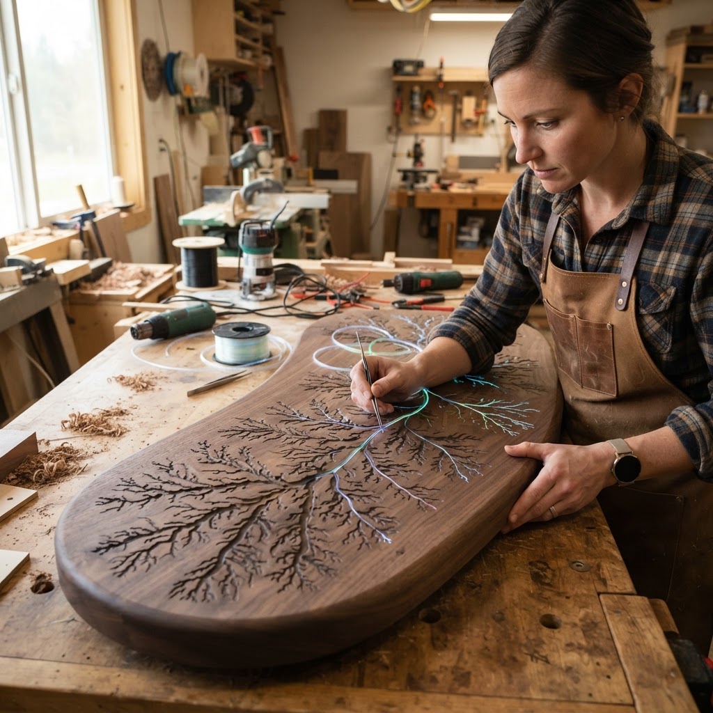 Bespoke Treetop Dendritic Mycelium-Infused Phyto-Diffractive Sap-Flow Canopy Radiance-Mapping Meditation Plinth — step 2