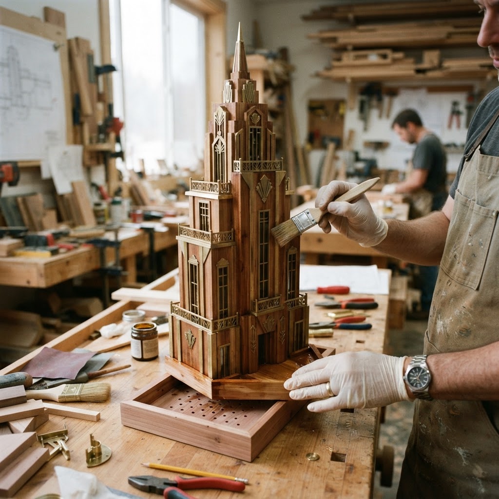 Art Deco Geometric Cedar Seed-Silo Skyscraper — step 4