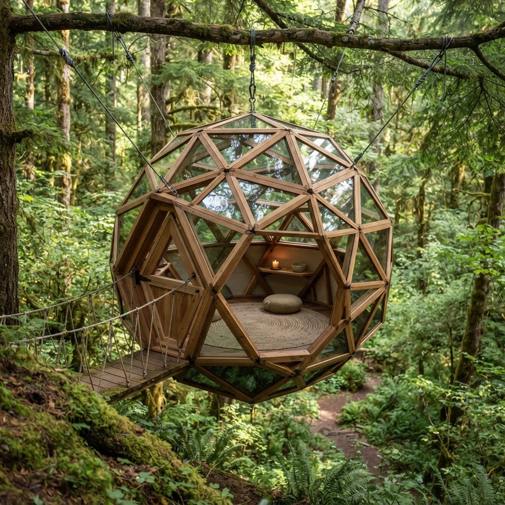 Geometric Fractal Canopy Meditation Pod
