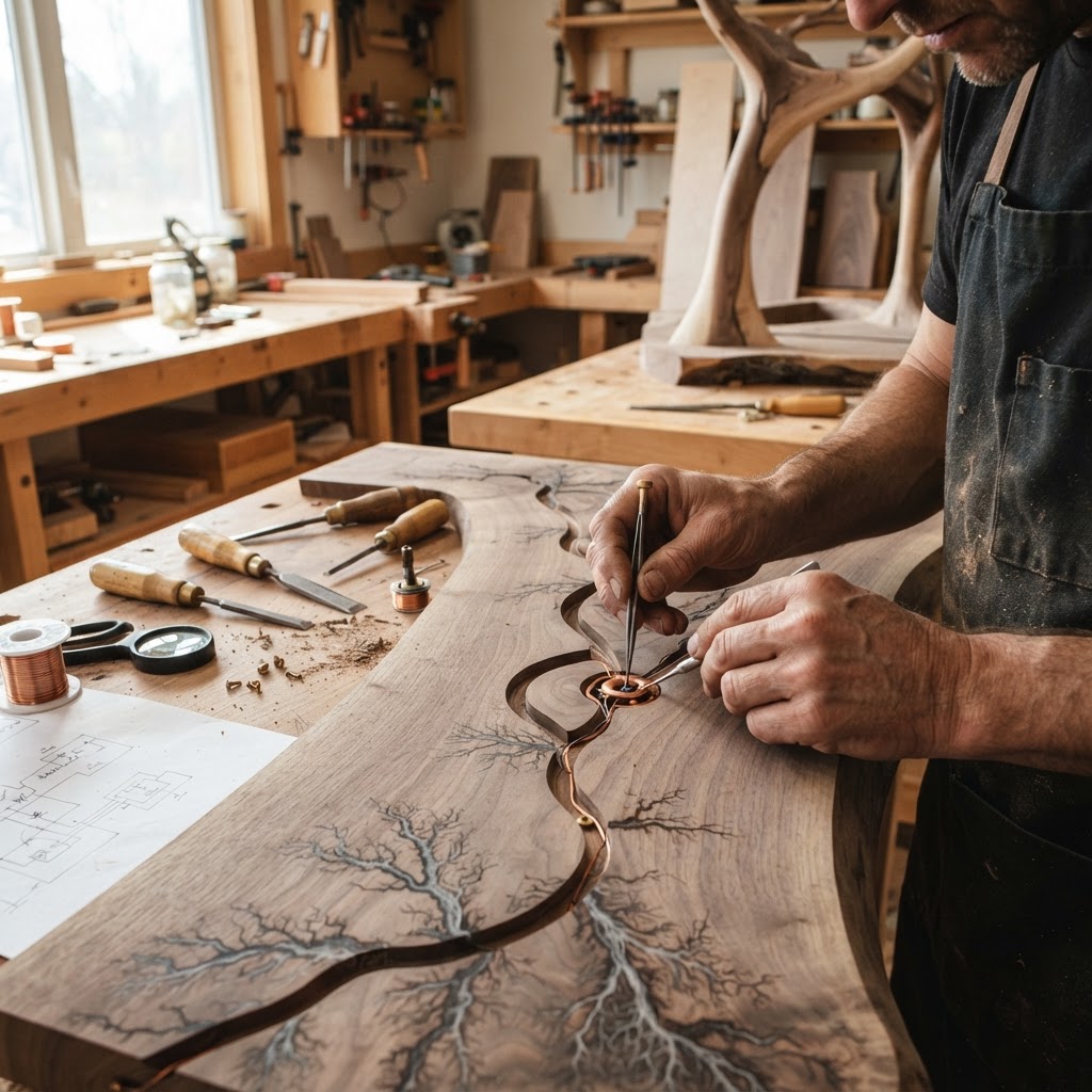 Bespoke Treetop Dendritic Mycelium-Infused Phyto-Sonic Sap-Flow Canopy Resonance-Chime Desk — step 2