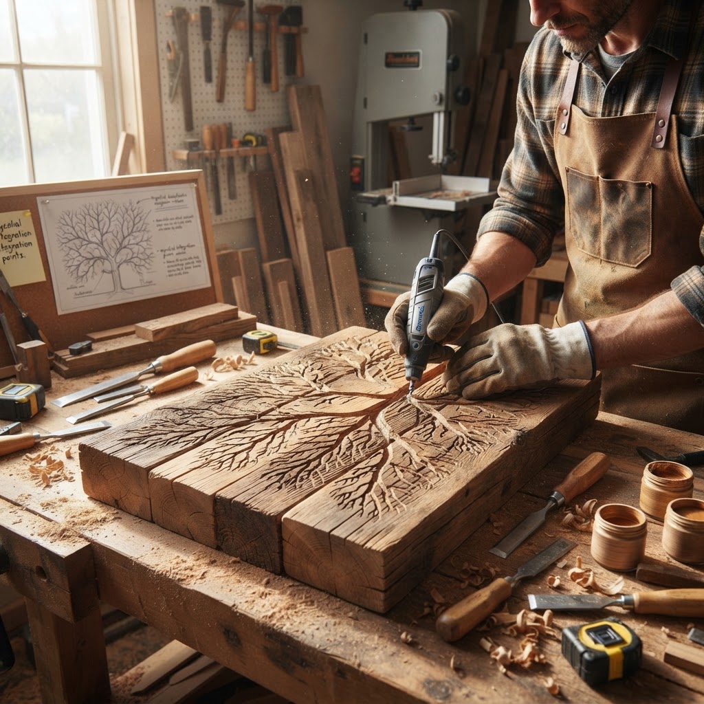 Bespoke Treetop Dendritic Mycelium-Infused Phyto-Ionic Sap-Flow Canopy Zephyr-Tracing Meditation Plinth — step 1