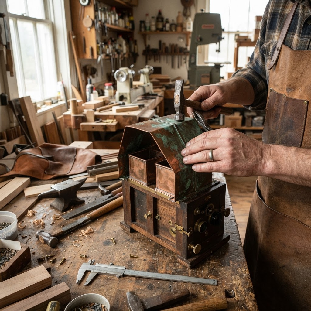 Vintage Patinated Copper Victorian Optic Stereoscope Seed Viewer — step 2