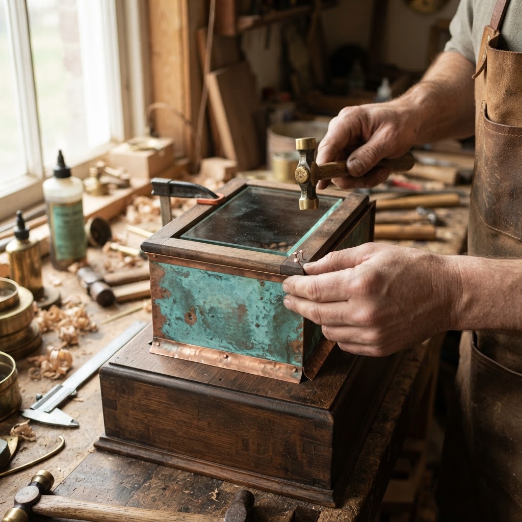 Vintage Patinated Copper Victorian Galvanometer Seed Ampere-Meter — step 2