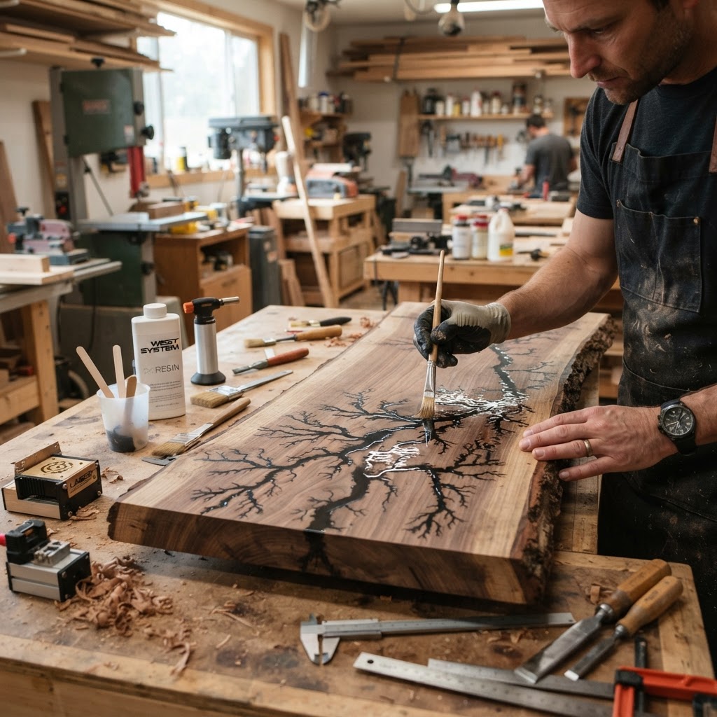 Bespoke Treetop Dendritic Mycelium-Infused Phyto-Cyclic Sap-Flow Barometric Tea-Service Table — step 1