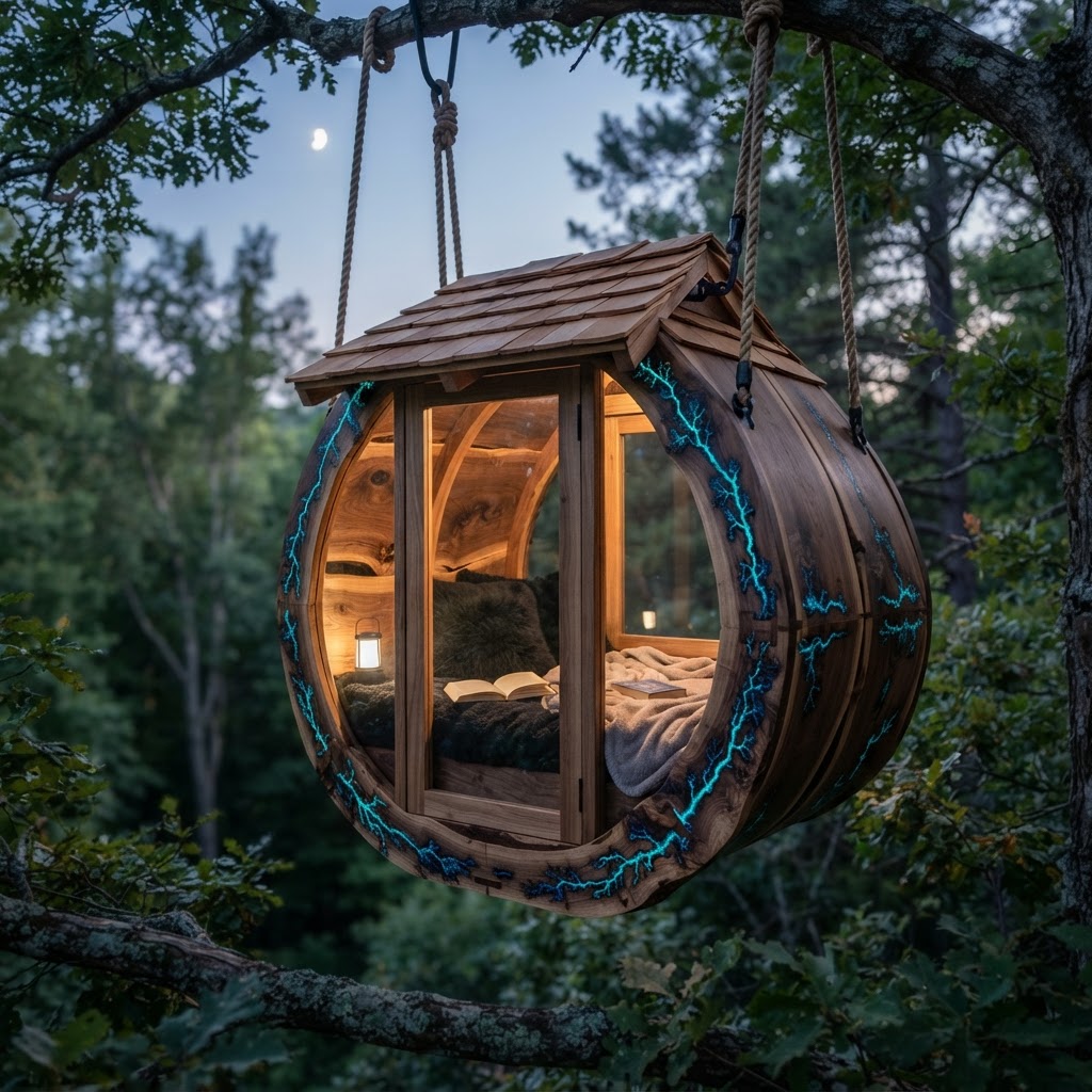 Bespoke Treetop Fractal-Fracture Resin Reading Nook