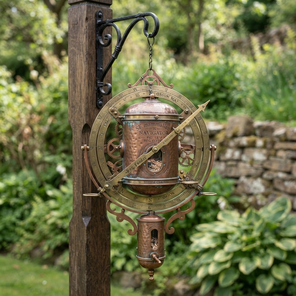 Vintage Patinated Copper Victorian Telegraphic Astrolabe Seed Navigator