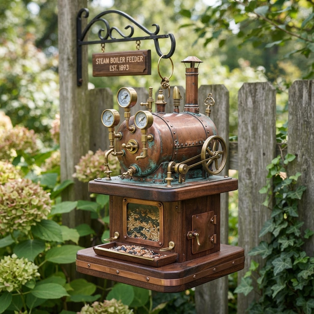 Vintage Patinated Copper Victorian Steam Engine Seed Boiler