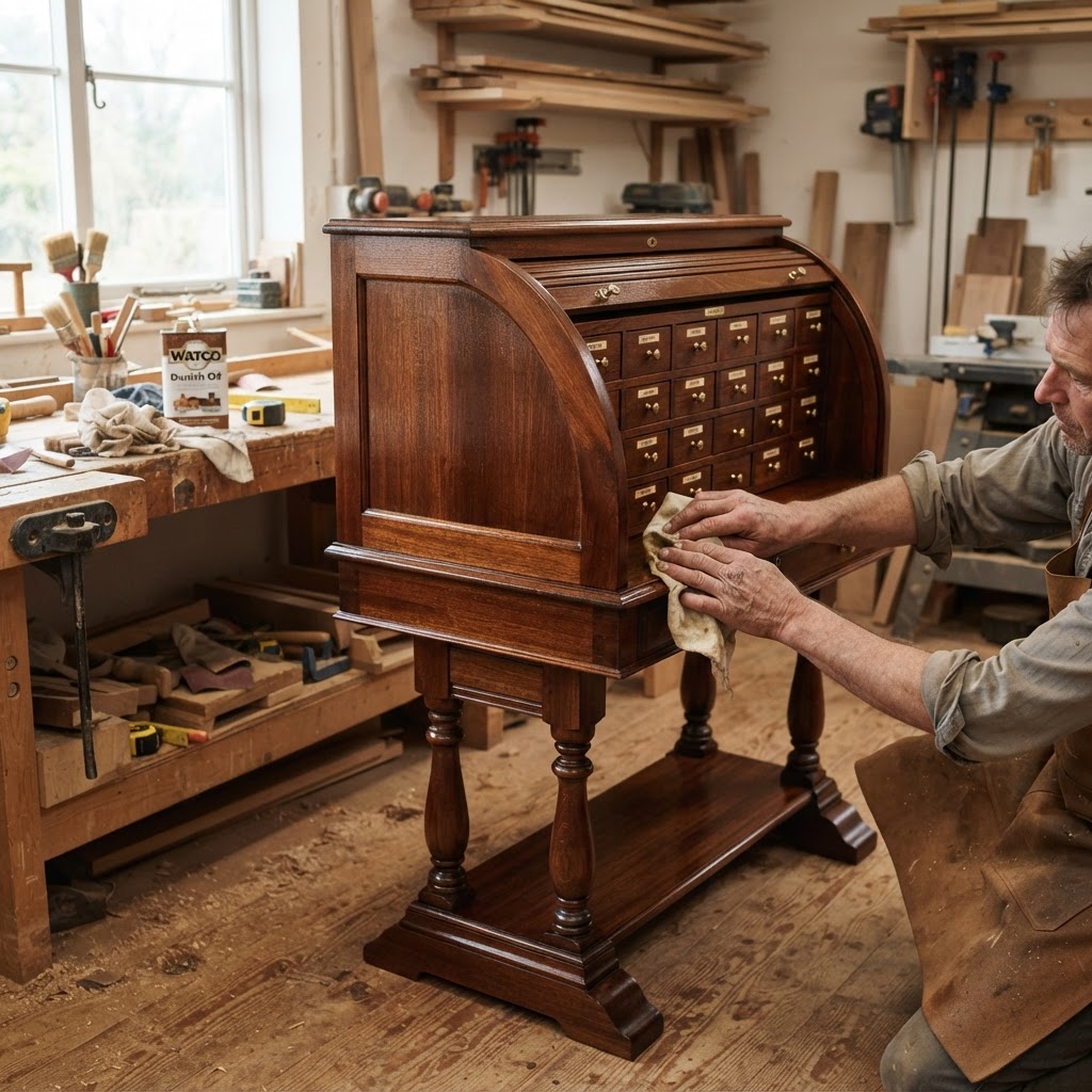 Vintage Roll-Top Desk Seed Bureau — step 4