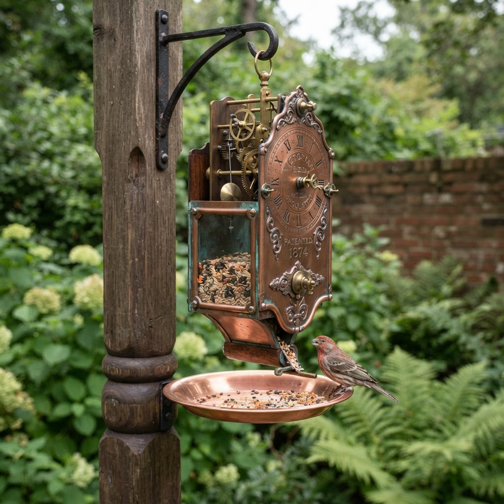 Vintage Patinated Copper Victorian Clockwork Escapement Seed Regulator