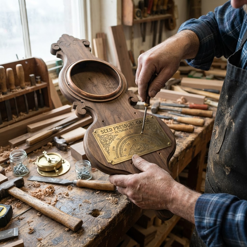 Vintage Patinated Copper Victorian Barometer Seed Pressure Gauge — step 3