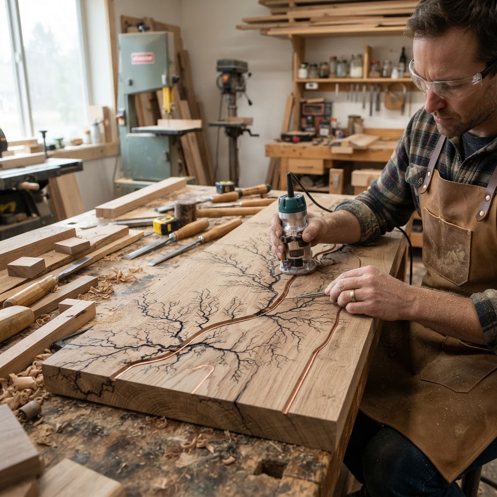 Bespoke Treetop Dendritic Mycelium-Infused Phyto-Thermal Sap-Flow Canopy Aurora-Vane Keepsake Casket — step 1