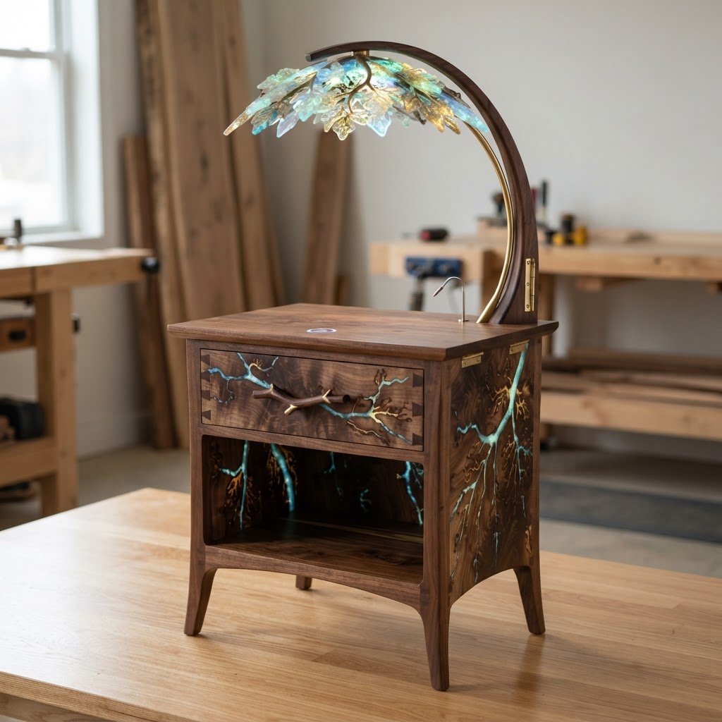 Bespoke Treetop Dendritic Mycelium-Infused Phyto-Luminous Sap-Flow Canopy Aurora-Vane Bedside Commode