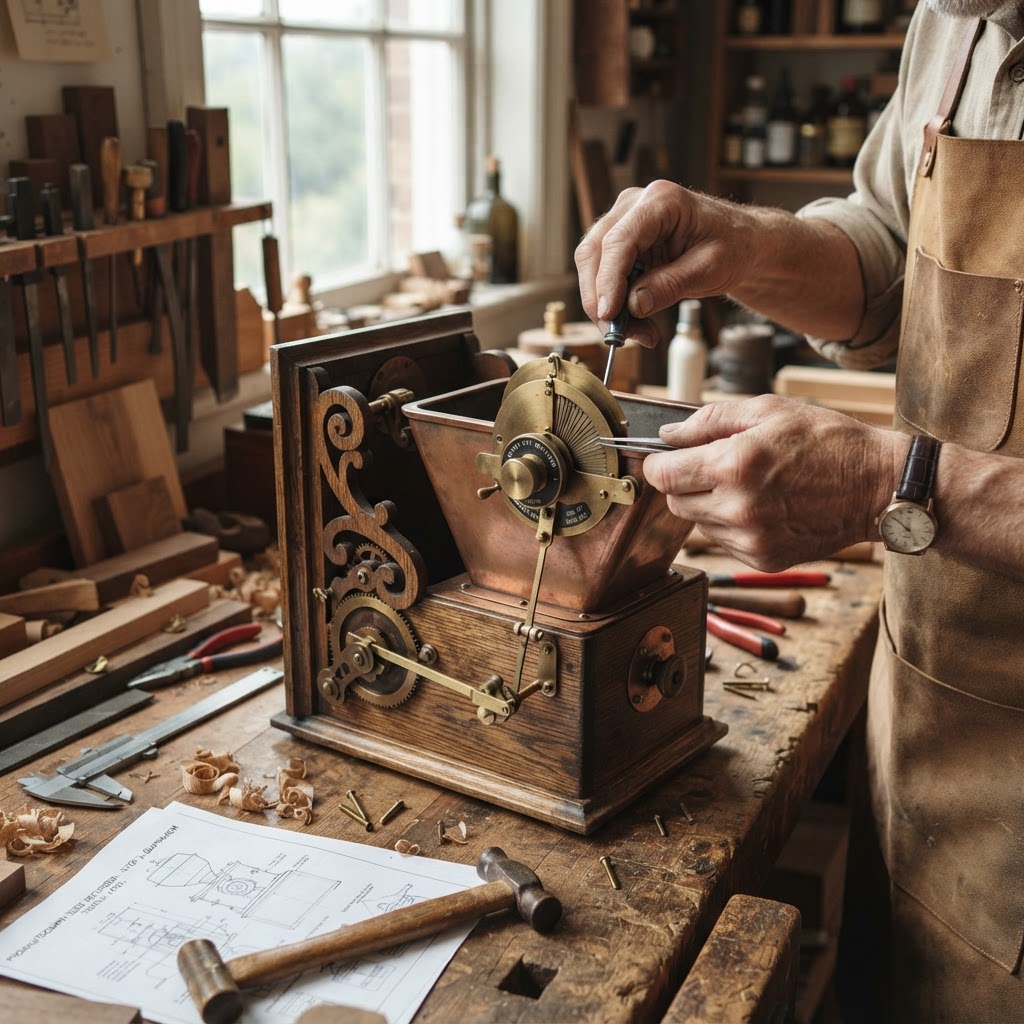 Vintage Patinated Copper Victorian Phonautograph Seed Recorder — step 3