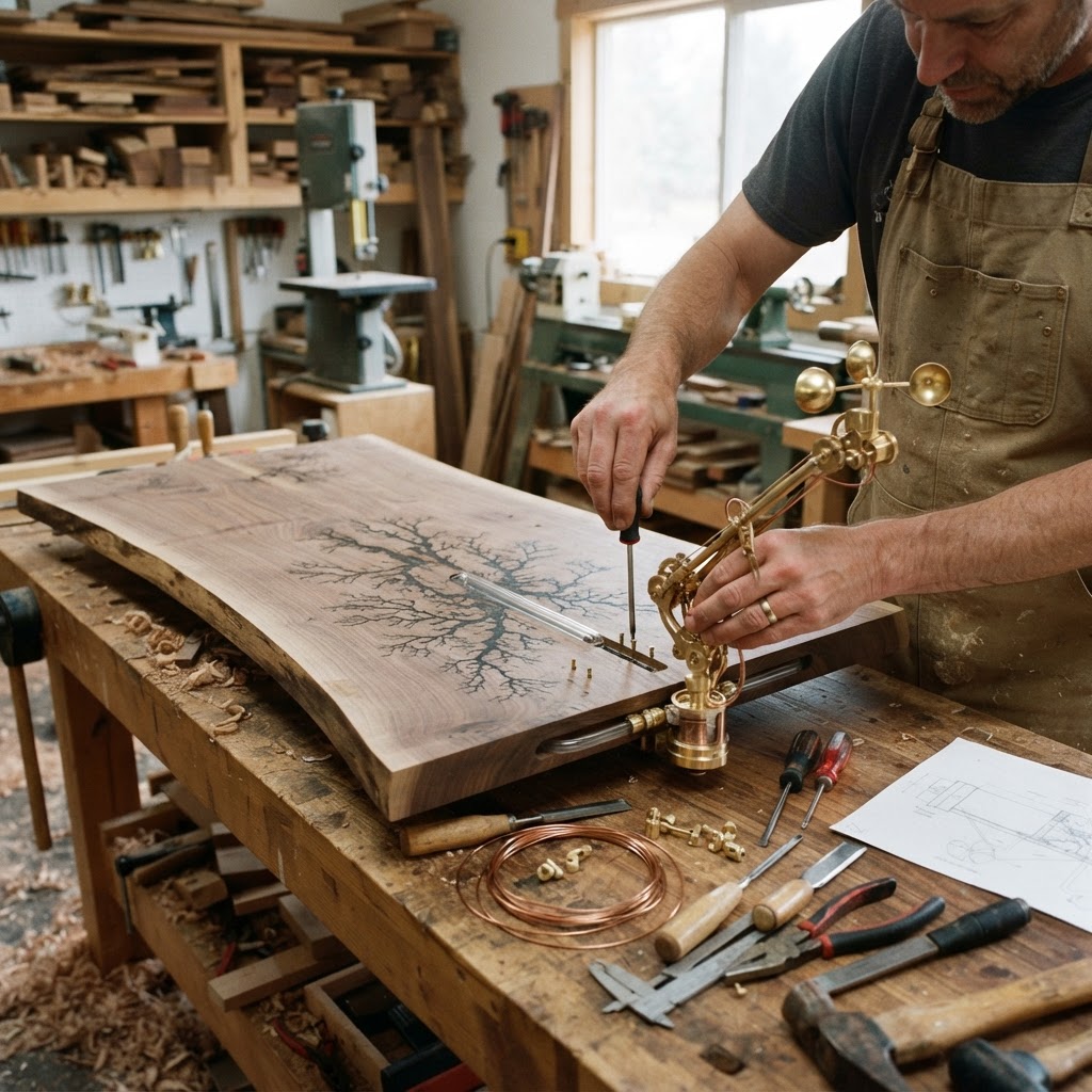 Bespoke Treetop Dendritic Mycelium-Infused Phyto-Sonic Canopy Sap-Flow Anemometer Writing Desk — step 2