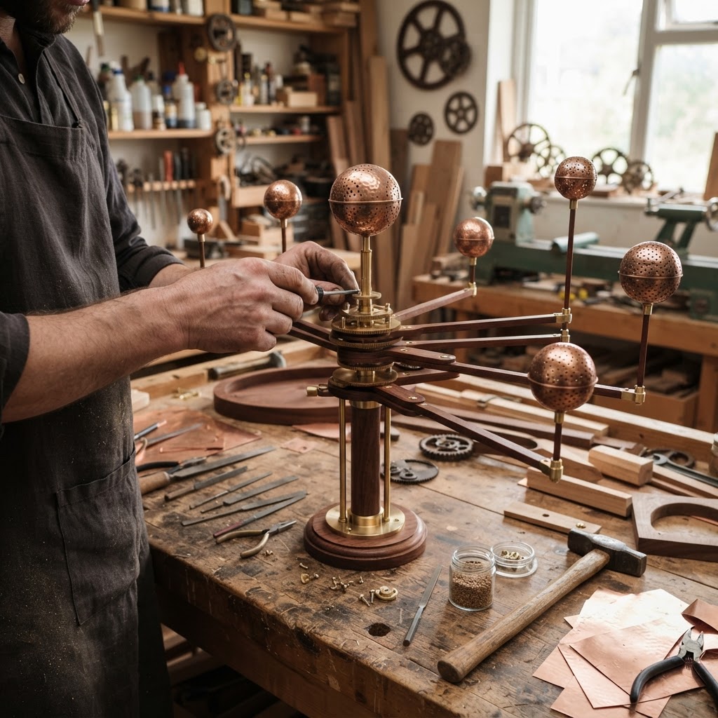 Vintage Patinated Copper Victorian Orrery Seed Planetarium — step 2
