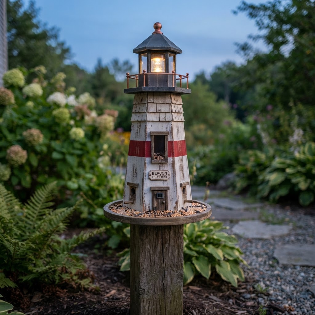 Rustic Maritime Lighthouse Beacon Feeder