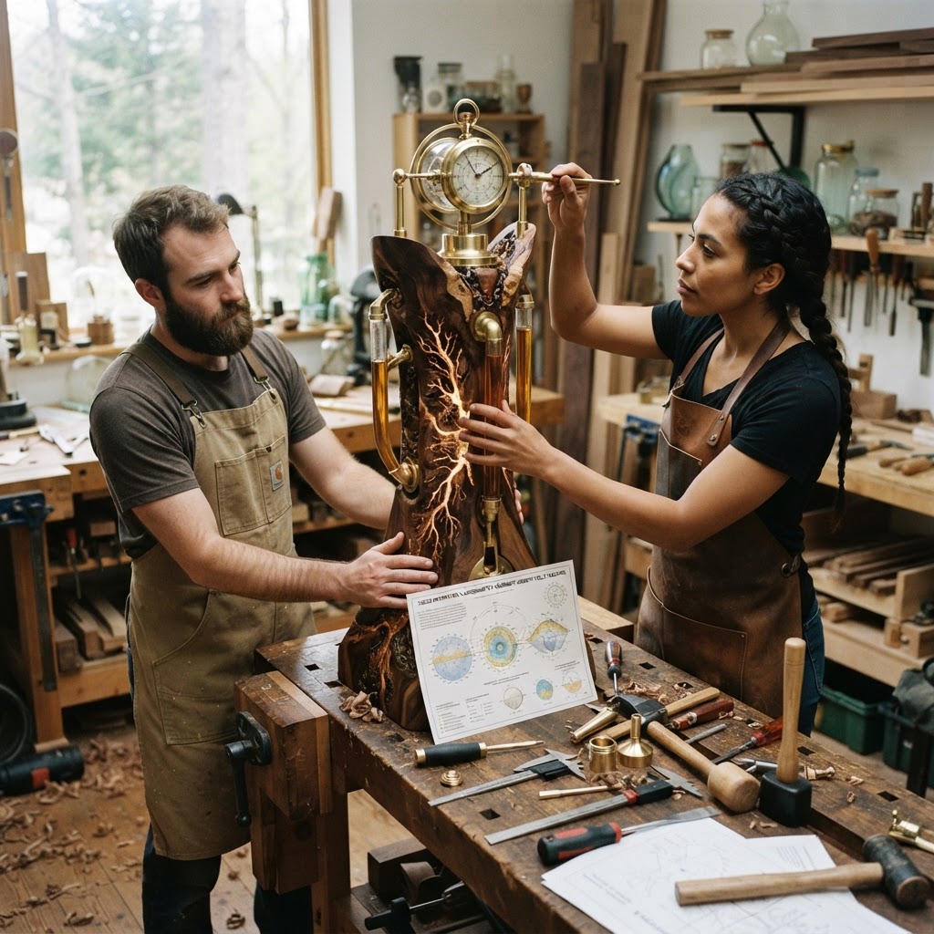 Bespoke Treetop Dendritic Mycelium-Infused Phyto-Radiant Sap-Flow Canopy Zephyr-Chronometer Pedestal — step 4