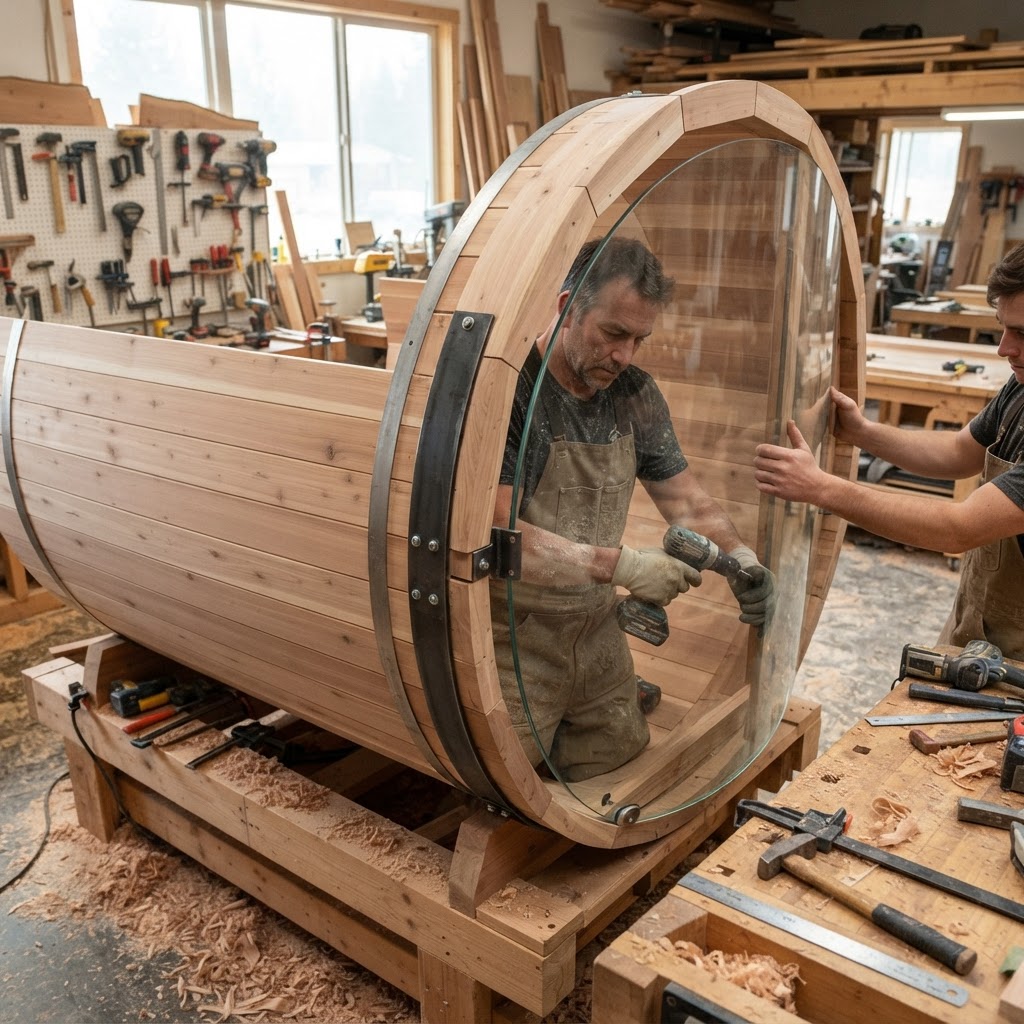 Bespoke Cedar Barrel Sauna Treetop Escape — step 3