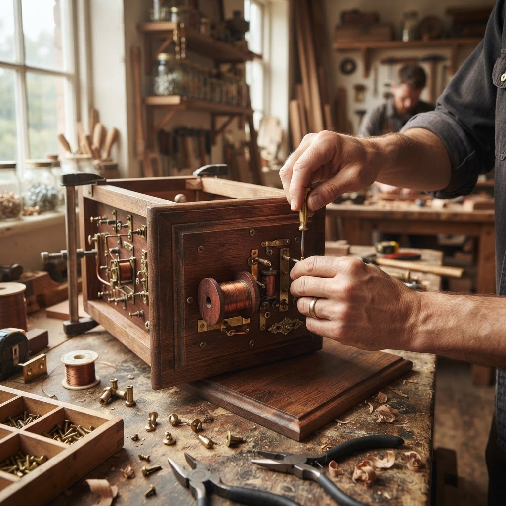 Vintage Patinated Copper Victorian Telegraphic Morse Code Seed Station — step 2