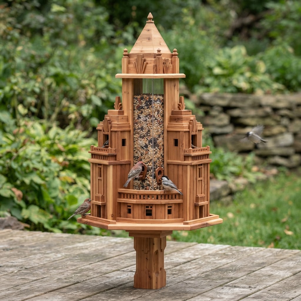 Art Deco Geometric Cedar Seed-Silo Skyscraper