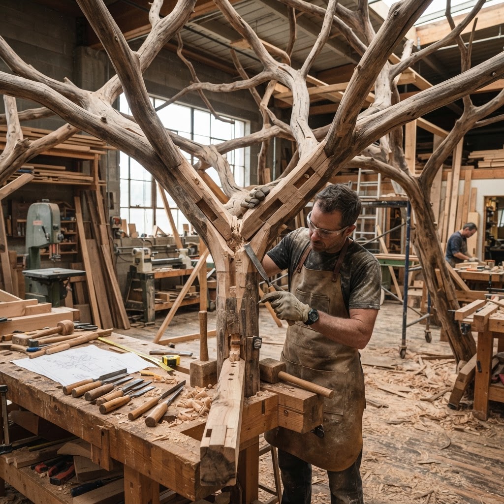Bespoke Treetop Dendritic Mycelium-Infused Phyto-Luminescent Canopy Tea-Steeping Nook — step 1