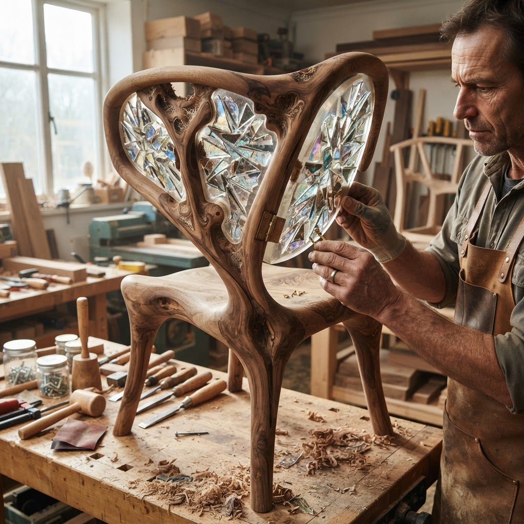 Bespoke Treetop Dendritic Mycelium-Infused Phyto-Diffractive Sap-Flow Canopy Heliotropic Observatory Chair — step 2