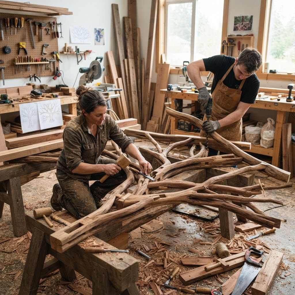 Bespoke Treetop Dendritic Mycelium-Infused Hygroscopic Humidity-Regulating Tea Lounge — step 1