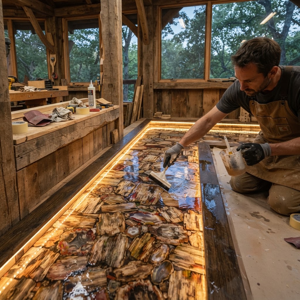 Bespoke Petrified-Wood Mosaic Treetop Sanctuary — step 4